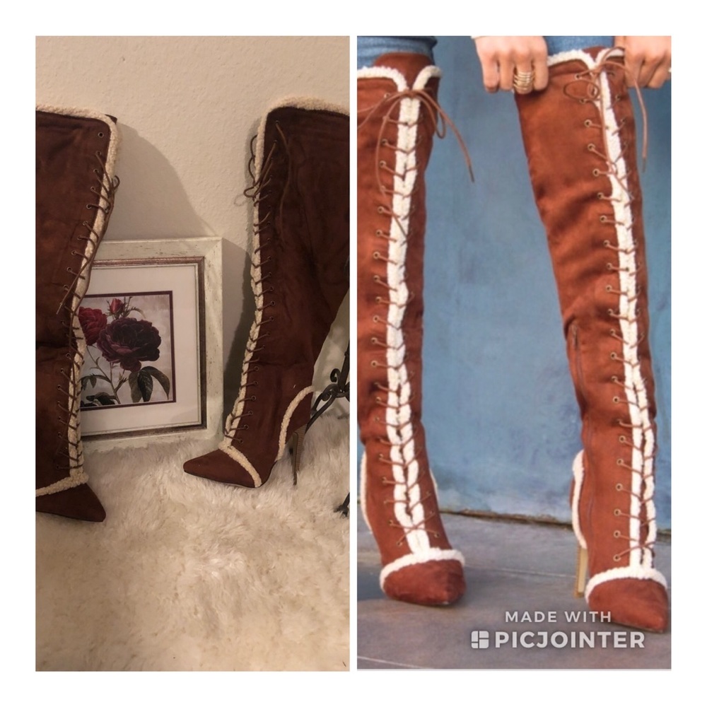 Super cute never worn over the knee fur boots!